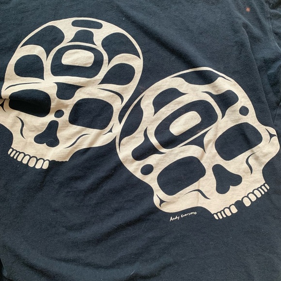 Art Andy Everson Skull black Men’s Large T-shirt Front and Back Graphic - Picture 3 of 10